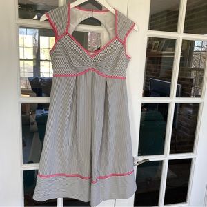 London Times Seersucker Dress Striped Empire Size 6 Nautical
